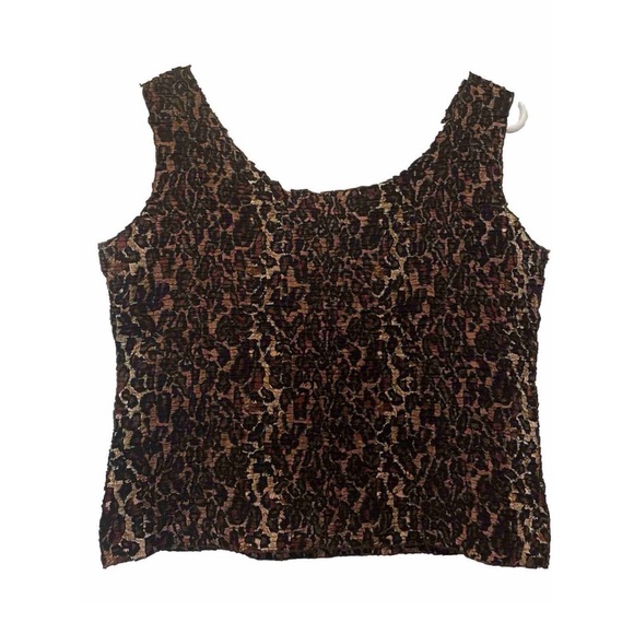 Vintage 80’s C’est Duo International LTD Crinkle Leopard Print The Wonder-Tee LG - Picture 2 of 3